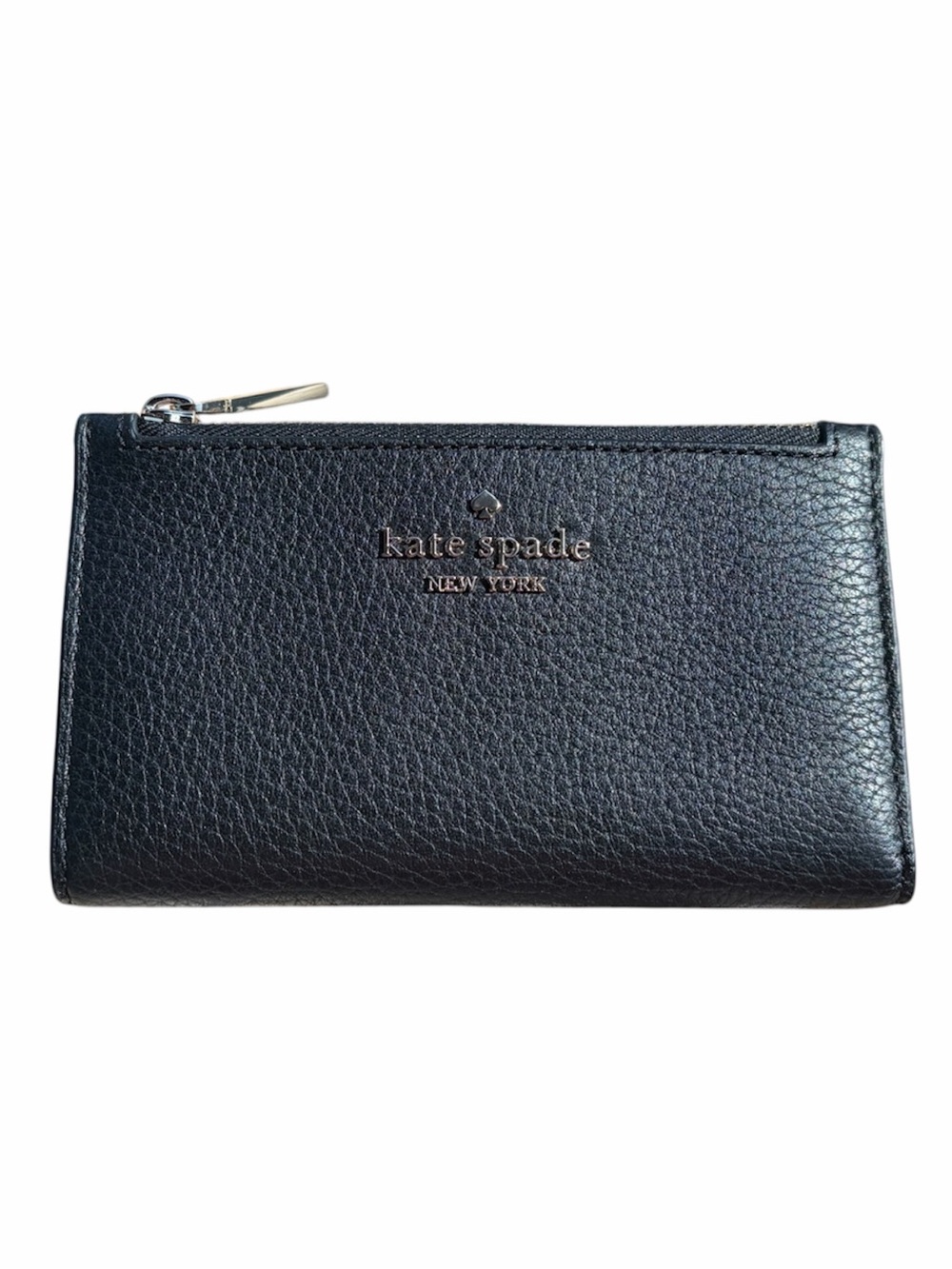 Kate Spade New York Slim Bifold Wallet Pebbled Black Leather Card Holder